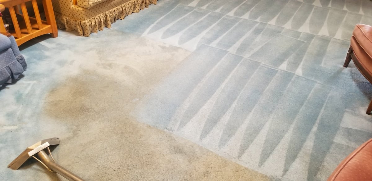 Professional carpet cleaning results - living room before and after